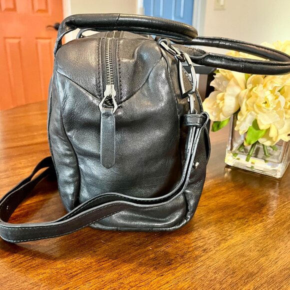 Black Liebeskind Berlin Convertible Leather Satchel Crossbody Handbag Purse - Picture 3 of 8